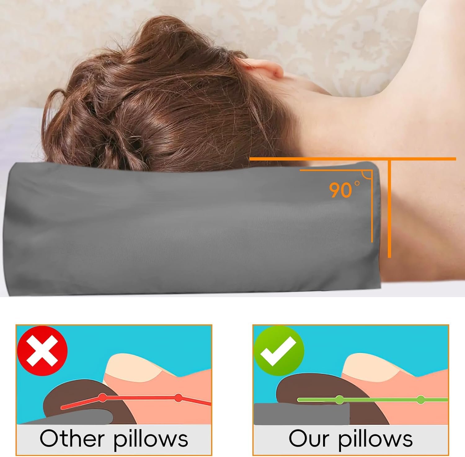 1pcs Pillowcase for Cube Pillow with Hidden Zip，Pillowcase ONLY，Cube Pillow case（24x12x5.5，Grey）