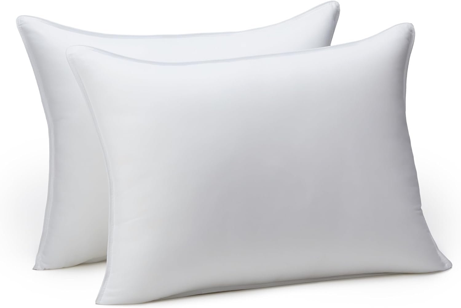 Amazon Basics Down Alternative Pillow for Back Side Sleepers, Medium Density, Standard Size, 26 x 20, 2-Pack, White