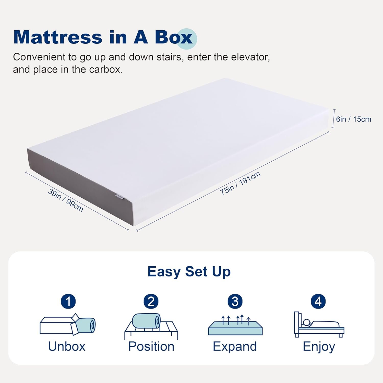 Amazon Basics Memory Foam Mattress, Soft Plush Feel, 12 Inch, Queen, White/Grey