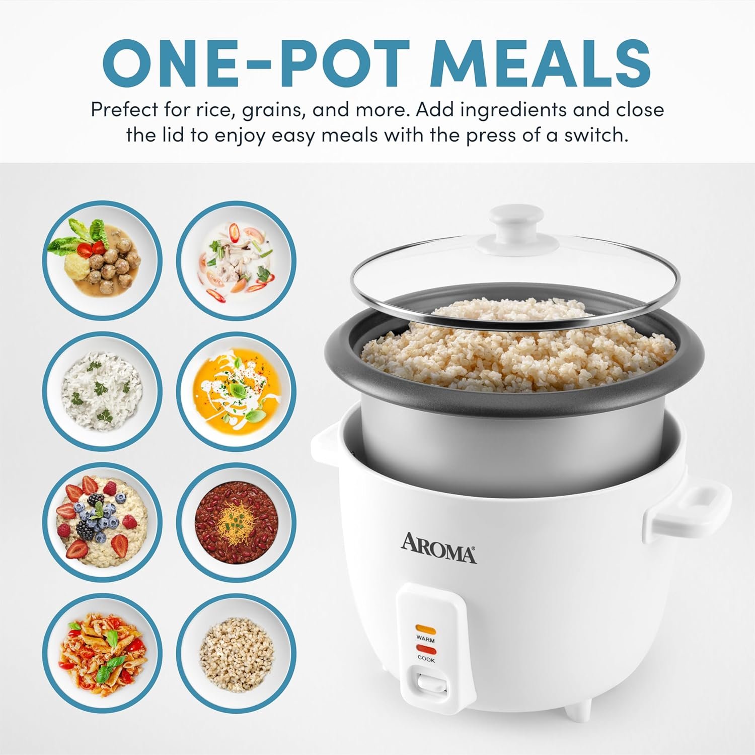Aroma Housewares ARC-360-NGP 20-Cup Pot-Style Rice Cooker  Food Steamer, White