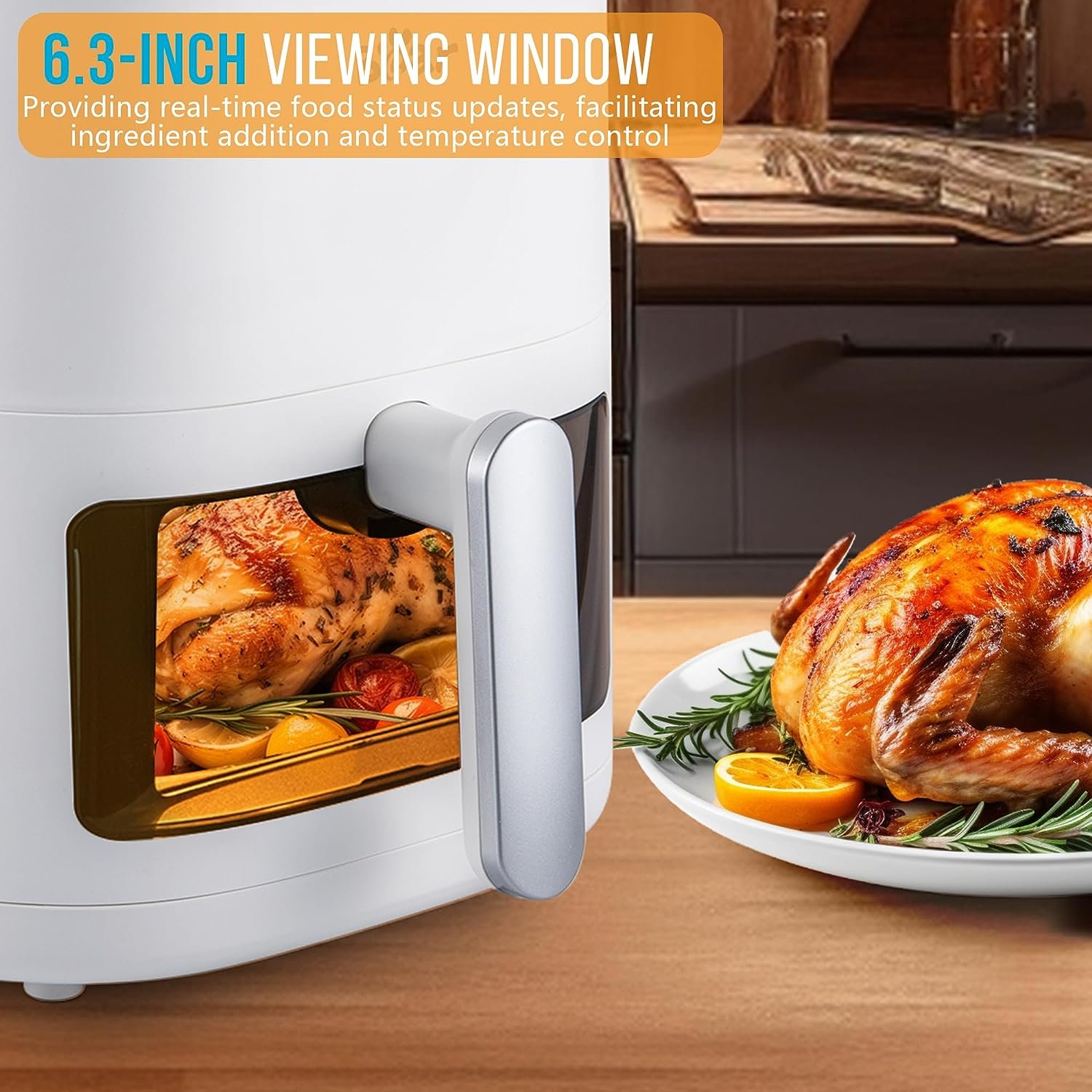 Bear Air Fryer, 5.3Qt for Quick and Oil-Free Healthy Meals, Easy View and Smart 8 in 1 Digital Touchscreen, Shake Reminder, Dishwasher-Safe  Non-stick Basket, Disposable Paper Liner and Recipes included,White