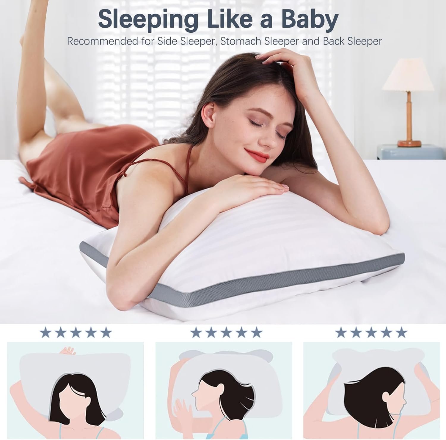 Bed Pillows for Sleeping King Size, Set of 2- Cooling, Luxury Hotel Quality with Premium Soft Down Alternative Filling for Back, Stomach or Side Sleepers Bed Pillows for Sleeping King Size, Set of 2- Cooling, Luxury Hotel Quality with Premium Soft Down Alternative Filling for Back, Stomach or Side Sleepers