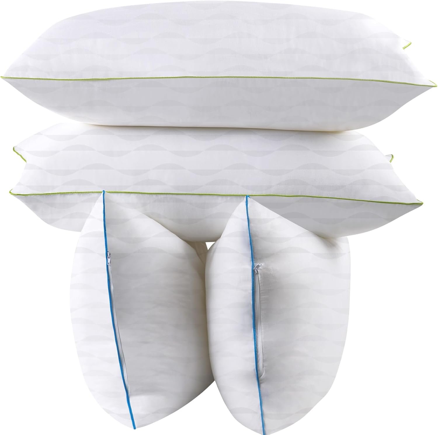 Bed Pillows Queen Size Set of 2,for Sleeping, Adjustable Queen Pillows 2 Pack with Zipper, Cooling Hotel Quality with Premium Soft Down Alternative Fill