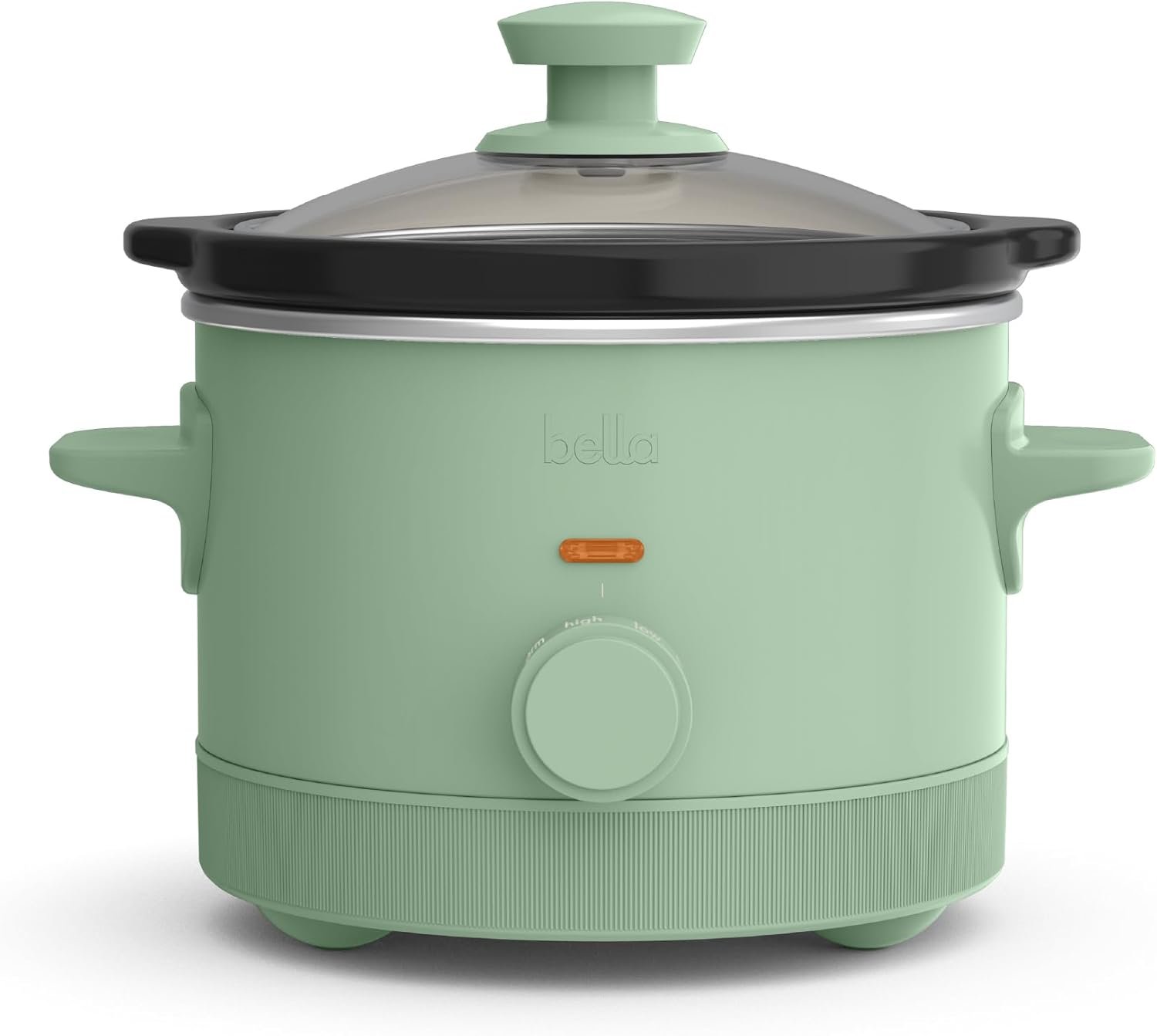 bella 1.5 Qt Slow Cooker with 3 Heat Manual Control, EverGood™ Ceramic Nonstick Coating, Dishwasher Safe Stoneware Pot and Tempered Glass Lid, Tangle Free Cord Wrap  Cool Touch Handles, Seaglass
