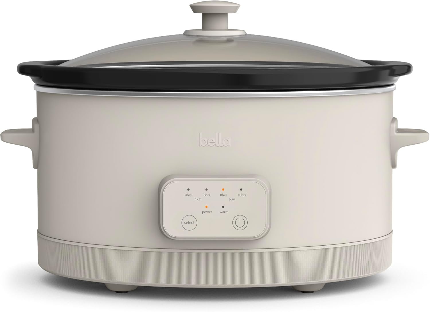 bella 6.0 Qt Programmable Slow Cooker, EverGood™ Ceramic Nonstick Coating, Adjustable Temperature  Cooking Times, Dishwasher Safe Stoneware Pot  Tempered Glass Lid, Tangle Free Cord Wrap, Oatmilk