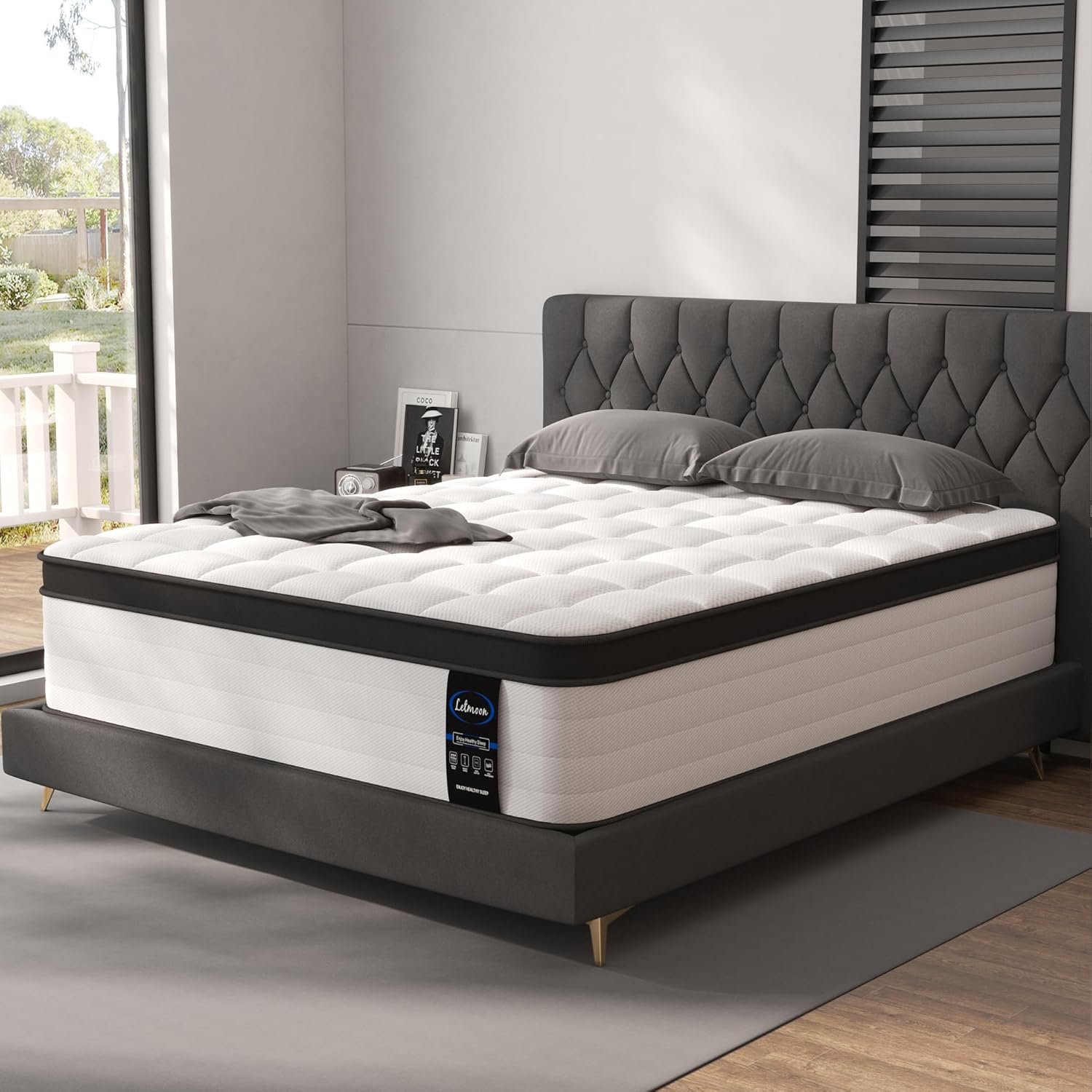 California King Mattress, 12 Inch Hybrid Cal King Mattress, Medium Firm, Memory Foam and Pocket Springs, Strong Edge Support, Pressure Relief, Bed in Box