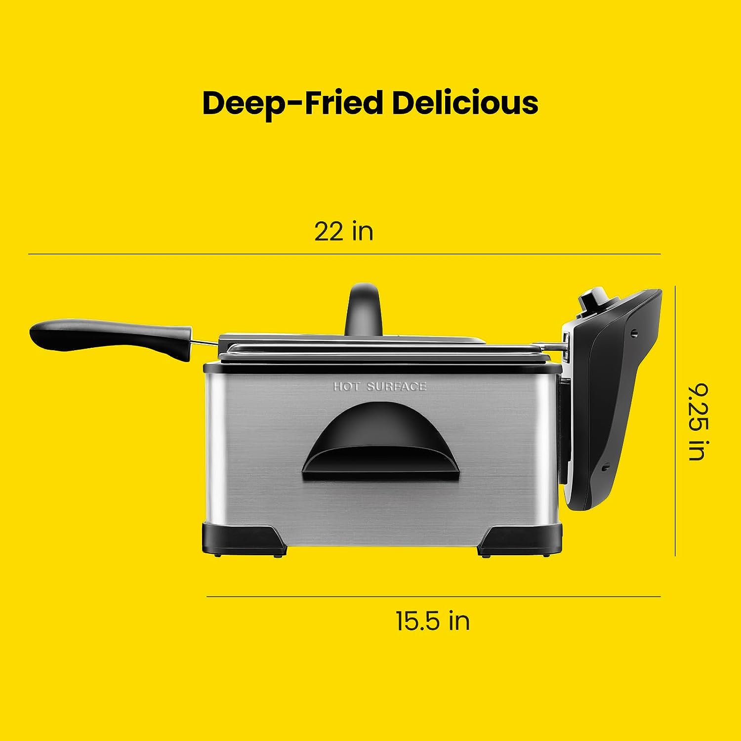 Chefman 4.5 Liter Deep Fryer w/Basket Strainer, XL Jumbo Size, Adjustable Temperature  Timer, Perfect for Fried Chicken, Shrimp, French Fries, Chips  More, Removable Oil-Container, Stainless Steel