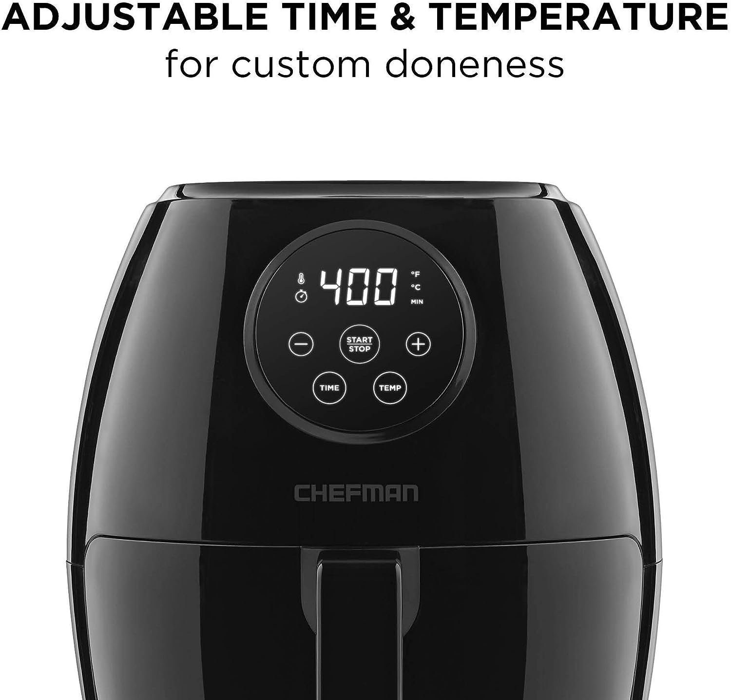 CHEFMAN Small Air Fryer Healthy Cooking, Nonstick, User Friendly and Digital Touch Screen, w/ 60 Minute Timer  Auto Shutoff, Dishwasher Safe Basket, BPA-Free, Glossy Black, 3.5 Qt.