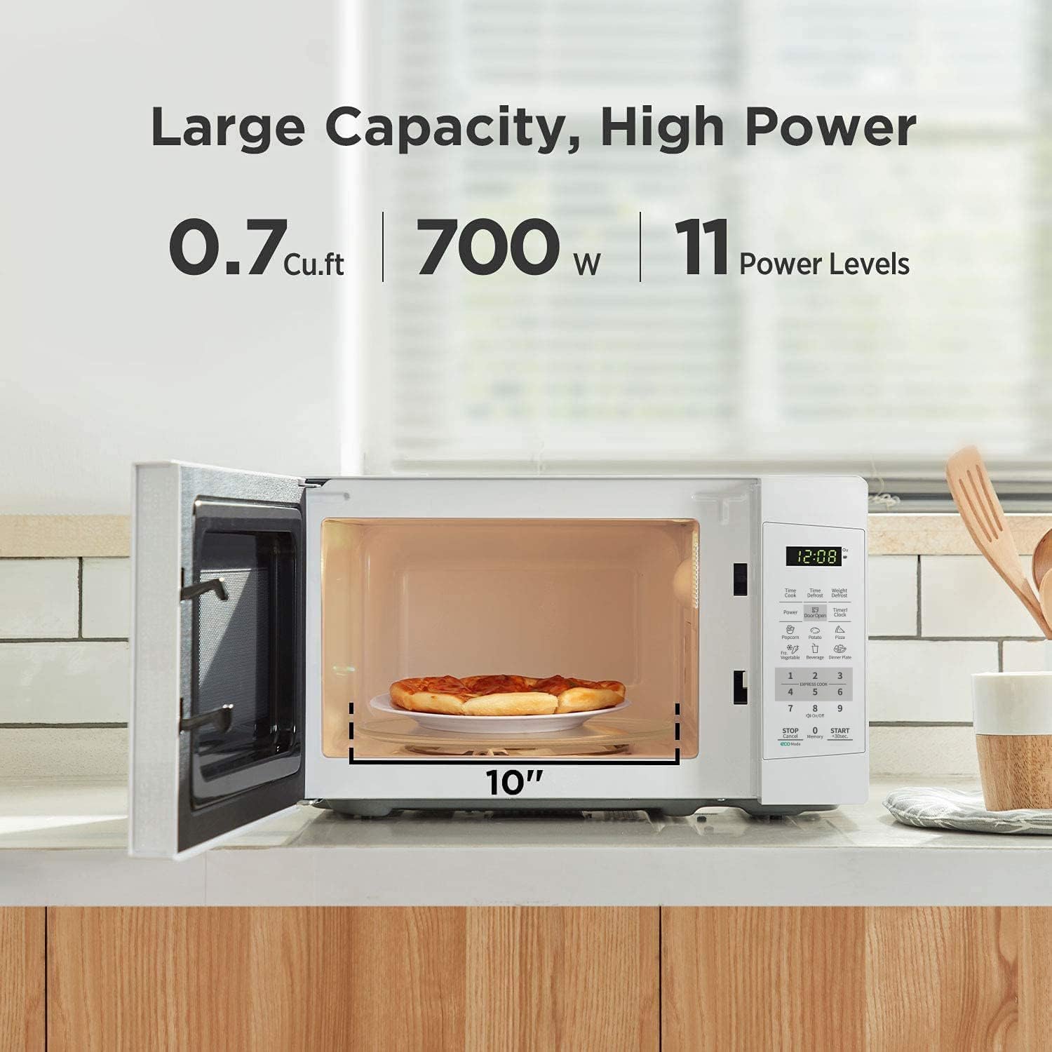 COMFEE EM720CPL-PMB Countertop Microwave Oven with Sound On/Off, ECO Mode and Easy One-Touch Buttons, 0.7 Cu Ft, Black
