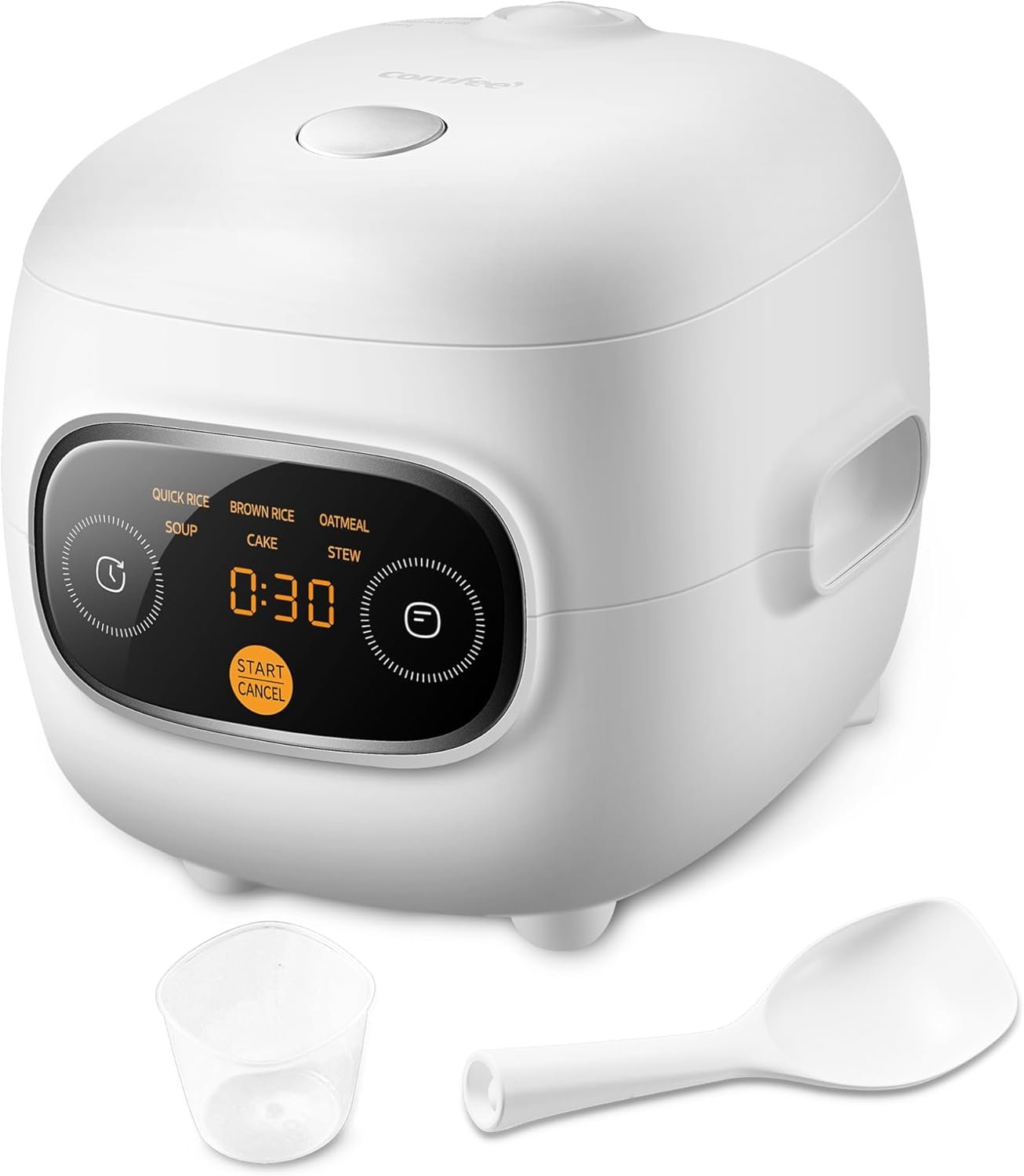 COMFEE Mini Rice Cooker 4 Cups Cooked/2 Cups Uncooked, Portable Non-Stick rice maker, 24 hours Timer Delay, 6 Functions, Fast Cooker, Brown Rice, Oatmeal, White