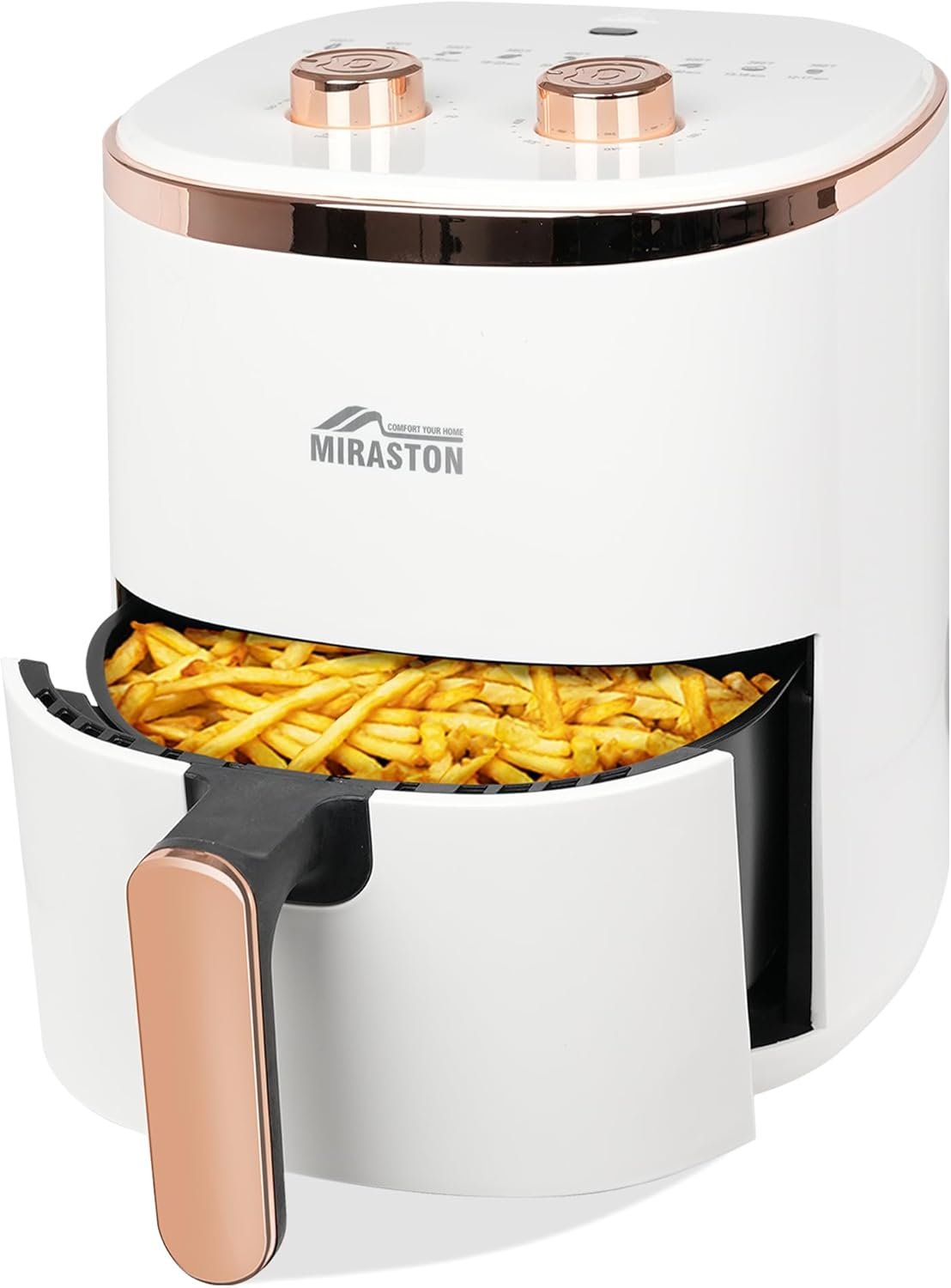 Compact Air Fryer 3.6 QT for Kitchen, Dorm, Office, Dials Control Personal Small Round Air Fryers, Oilless Cooking, Timer, Auto Shut-Off, Fast  Easy Meal for Breakfast  Dinner, White