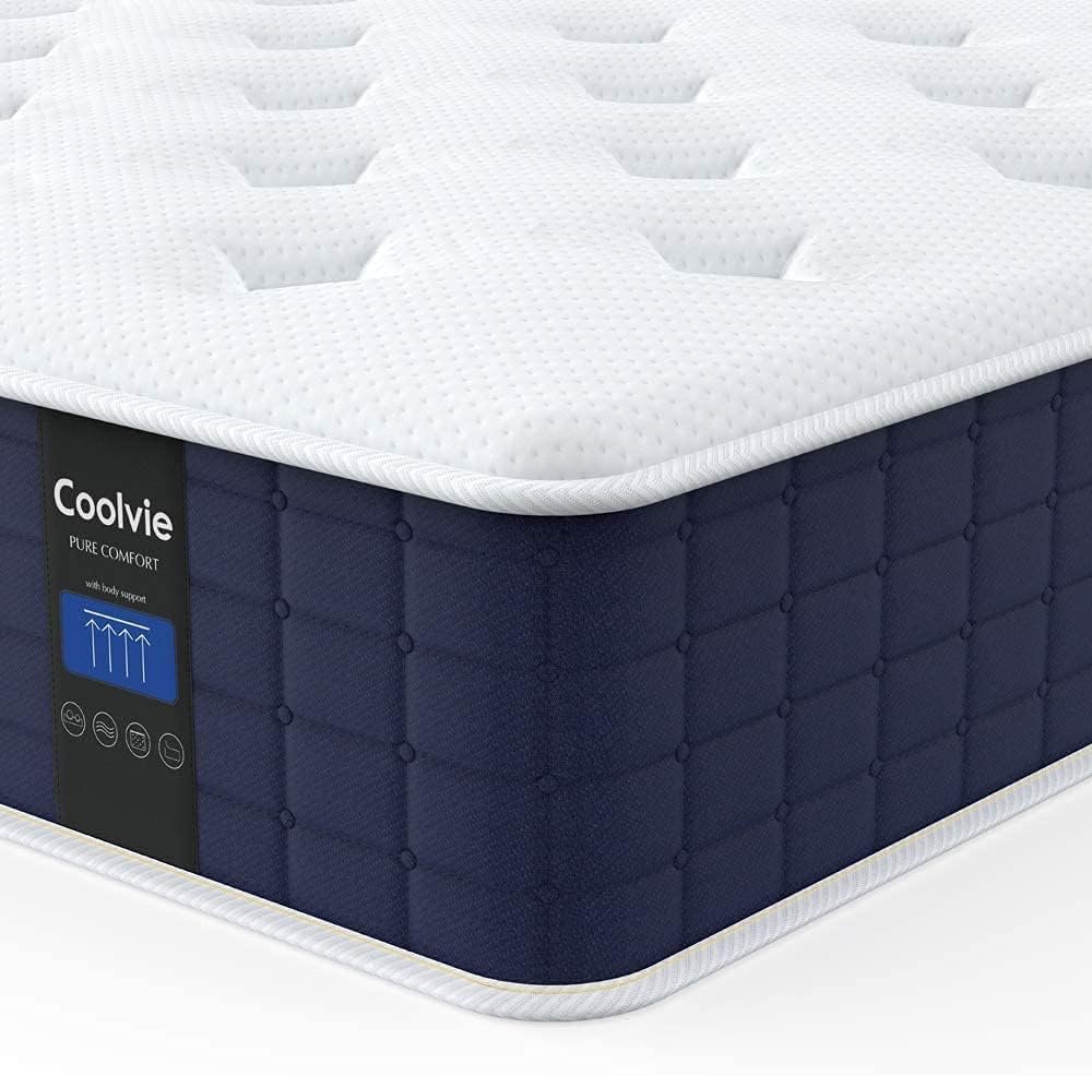 Coolvie Twin XL Mattress 12 Inch, Medium Firm XL Twin Mattress in a Box, Hybrid Individual Pocket Springs with Memory Foam, Cooler Sleep with Pressure Relief and Support
