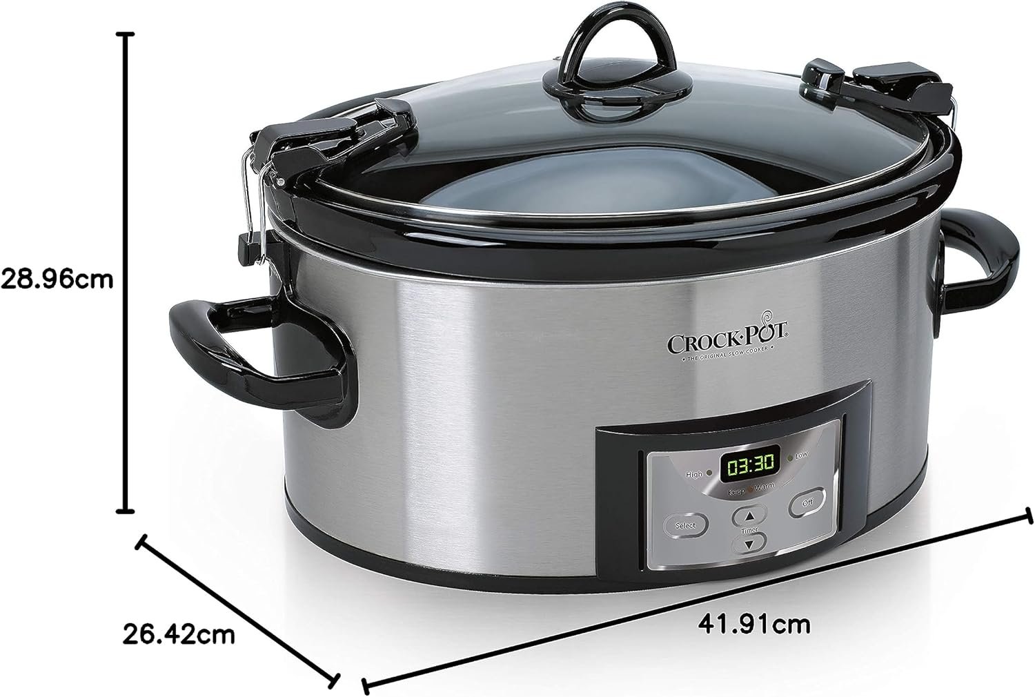Crock-Pot 6 Quart Cook  Carry Programmable Slow Cooker with Digital Timer, Stainless Steel (CPSCVC60LL-S), Ideal for Portable Cooking
