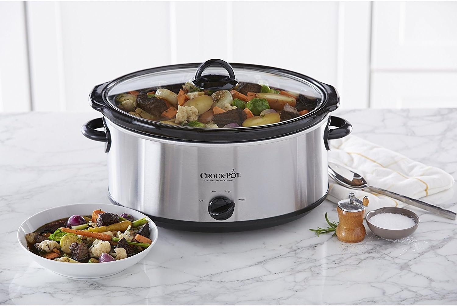 Crock-Pot 7 Quart Oval Manual Slow Cooker, Stainless Steel (SCV700-S-BR), Versatile Cookware for Large Families or Entertaining Crock-Pot 7 Quart Oval Manual Slow Cooker, Stainless Steel (SCV700-S-BR), Versatile Cookware for Large Families or Entertaining