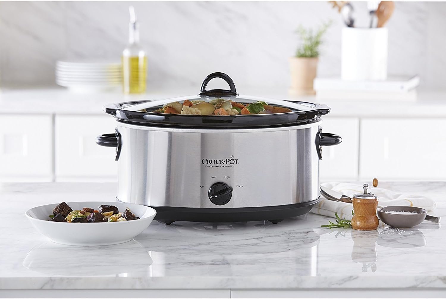Crock-Pot 7 Quart Oval Manual Slow Cooker, Stainless Steel (SCV700-S-BR), Versatile Cookware for Large Families or Entertaining Crock-Pot 7 Quart Oval Manual Slow Cooker, Stainless Steel (SCV700-S-BR), Versatile Cookware for Large Families or Entertaining