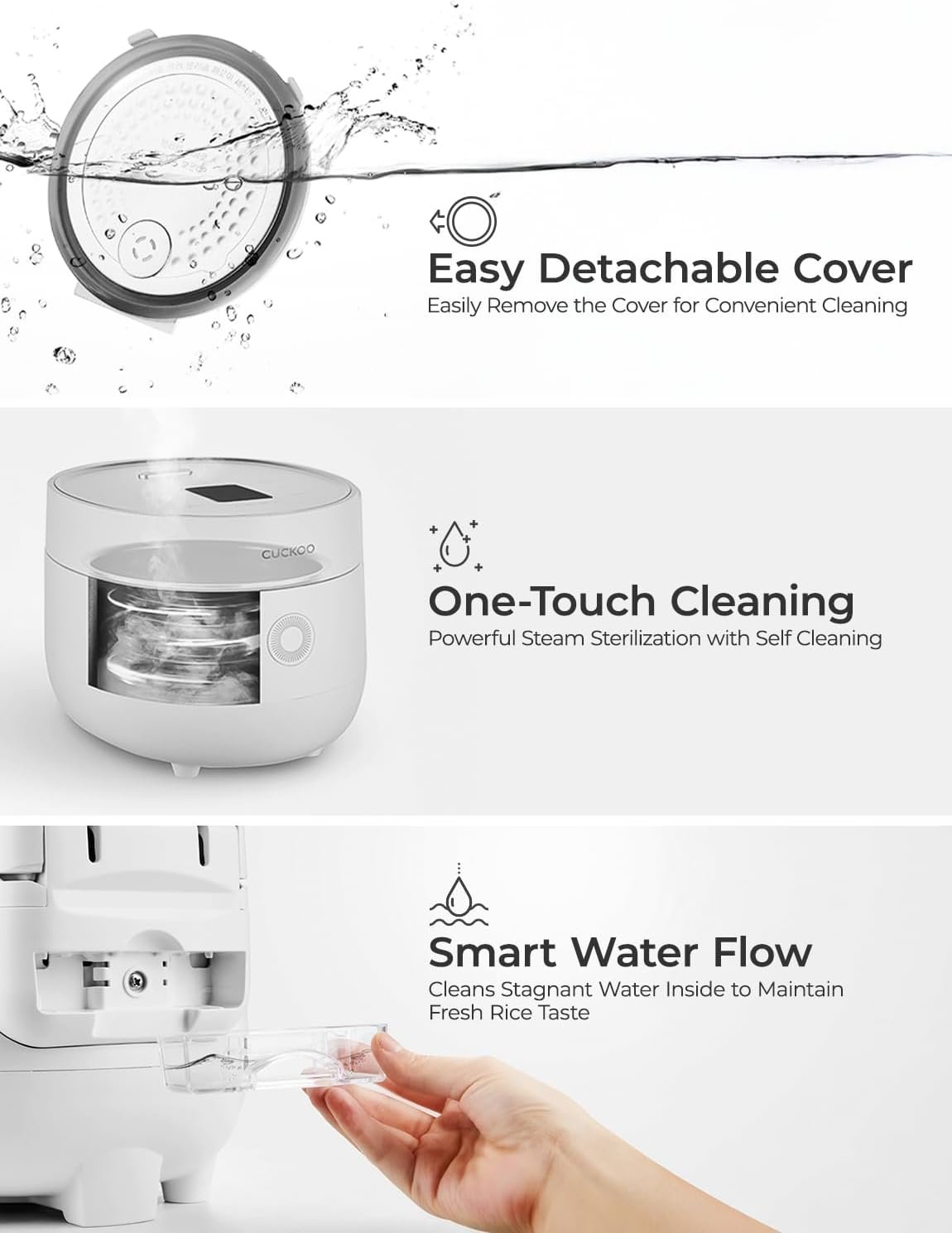 CUCKOO Rice Cooker 3 Cup Uncooked / 6 Cup Cooked, Modern Fuzzy Logic Rice Cooker Small with Delay Timer  Keep Warm Setting, Versatile Food Steamer for Cooking, Non-Stick Inner Pot, White (CR-0375FW)