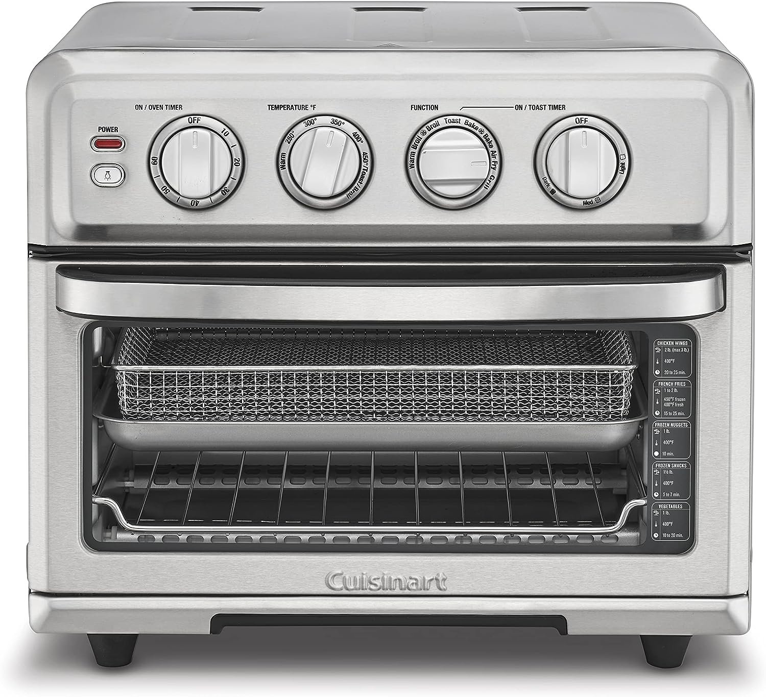 Cuisinart Air Fryer + Convection Toaster Oven, 8-1 Oven with Bake, Grill, Broil  Warm Options, Stainless Steel, TOA-70