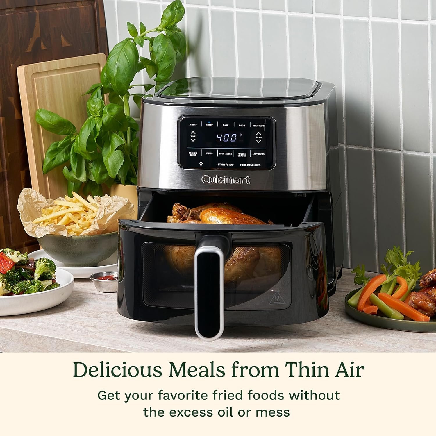 Cuisinart Air Fryer Oven, 2.6-Qt Basket Stainless Steel Air Fryer, Kitchen Dishwasher-Safe Parts with 3 Presets to Roast, Bake,  Air Fry, Quick  Easy Electric Fryer Meals, AIR-80