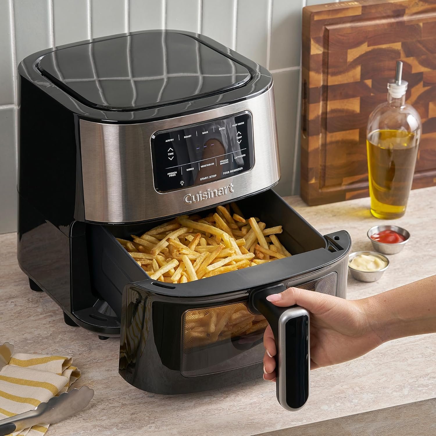 Cuisinart Air Fryer Oven, 2.6-Qt Basket Stainless Steel Air Fryer, Kitchen Dishwasher-Safe Parts with 3 Presets to Roast, Bake,  Air Fry, Quick  Easy Electric Fryer Meals, AIR-80
