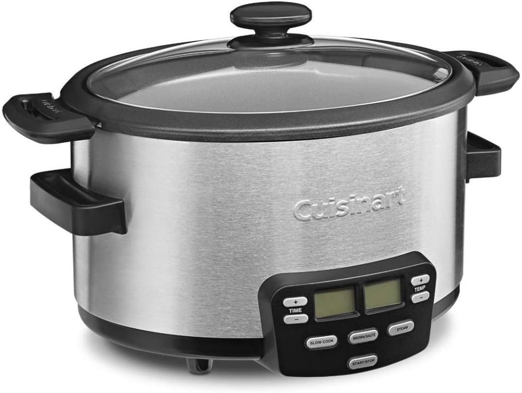 Cuisinart PSC-350 3-1/2-Quart Programmable Slow Cooker, Silver, 9-1/2 in H x 9.1 in W x 12.67 in L