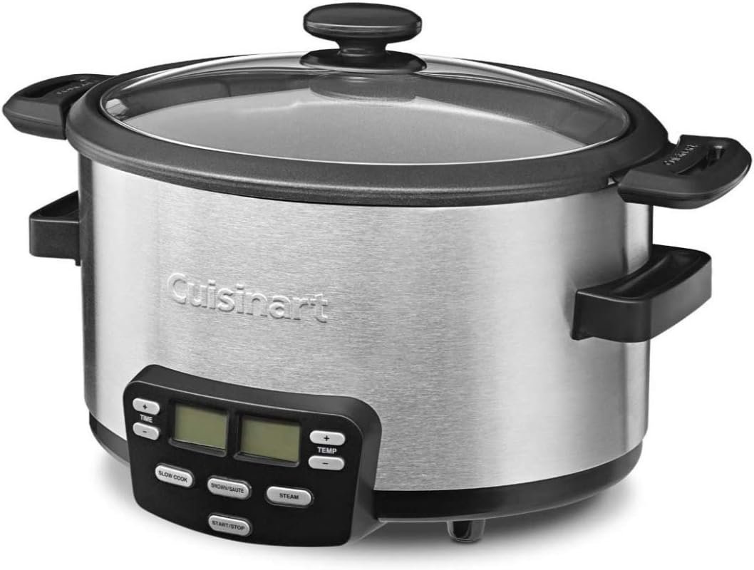 Cuisinart PSC-350 3-1/2-Quart Programmable Slow Cooker, Silver, 9-1/2 in H x 9.1 in W x 12.67 in L
