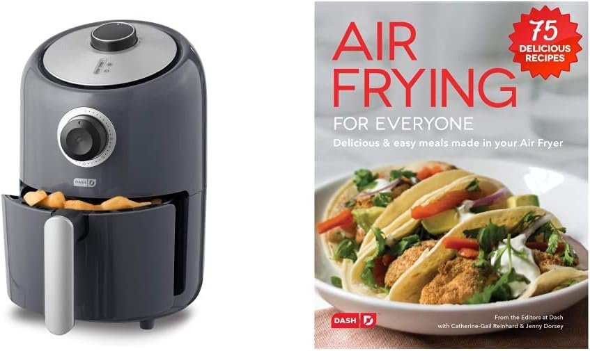 DASH Compact Air Fryer Oven Cooker with Temperature Control, Non-stick Fry Basket, Recipe Guide + Auto Shut off Feature, 2 Quart - Grey