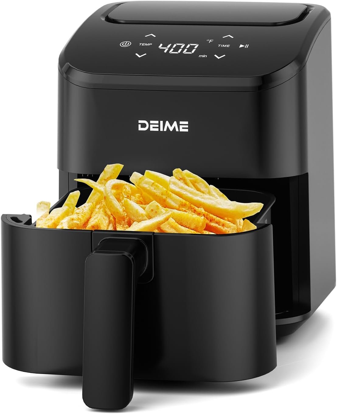 DEIME Air Fryer 3 Qt, Small Airfryer Digital Space Saving Compact, Bake, Reheat, Roasts for Quick Easy Meals, Mini Compact  Quiet, Nonstick  Dishwasher Safe Basket (Black)