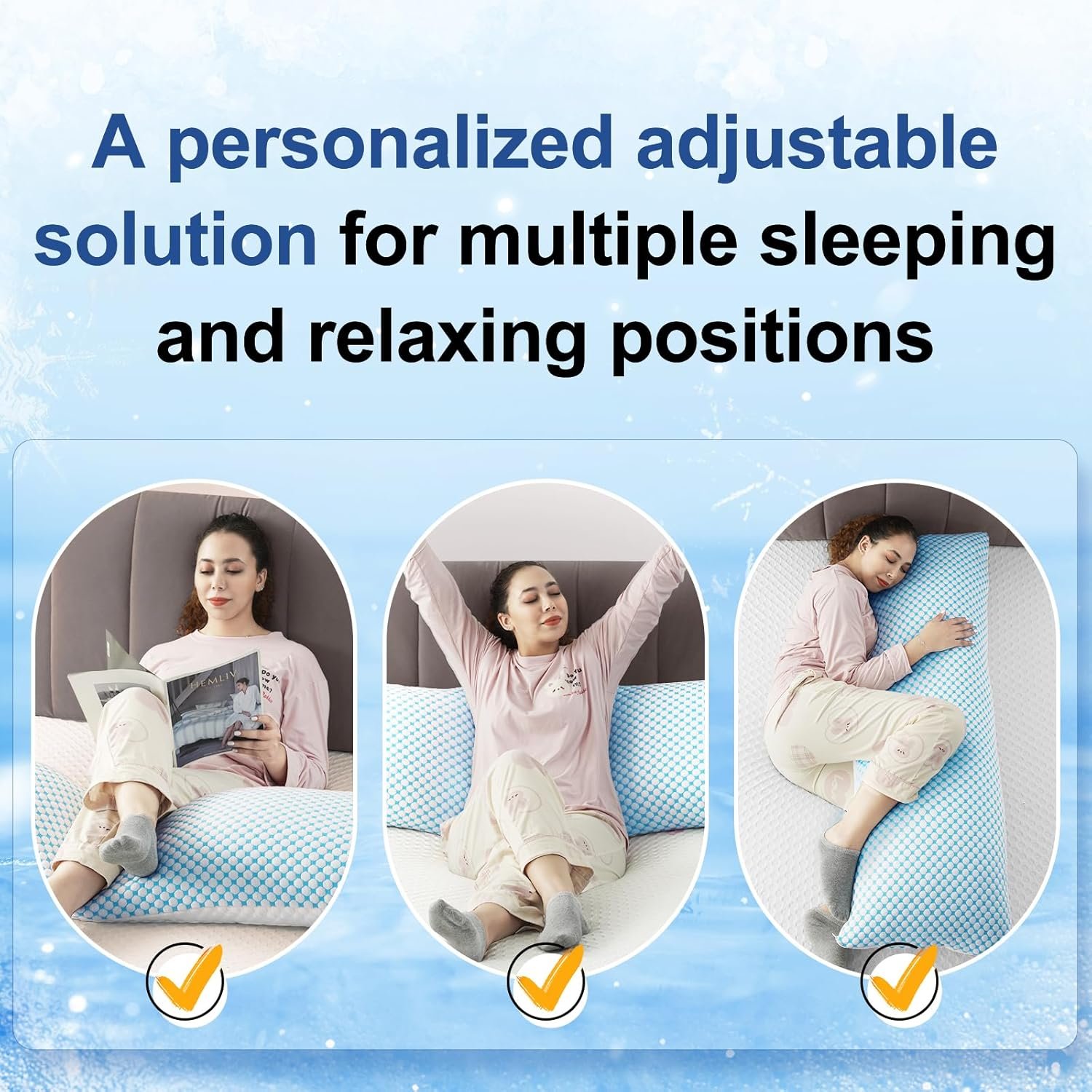 EASELAND Firm Pillow Shredded Memory Foam(Adjustable Loft), Cooling Breathable for Sleeping Queen Size 2 Pack