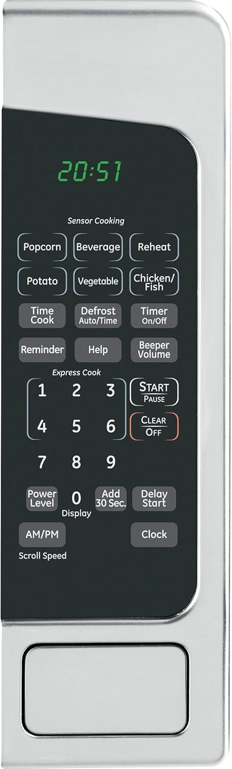 GE Countertop Microwave Oven, 1,200-watt Capacity, 2.0 Cubic Ft., 8 Auto Setting Cooking Settings, Child-Lock Technology, Kitchen Essentials for the Countertop, Dorm Room or Apartment, Satinless Steel