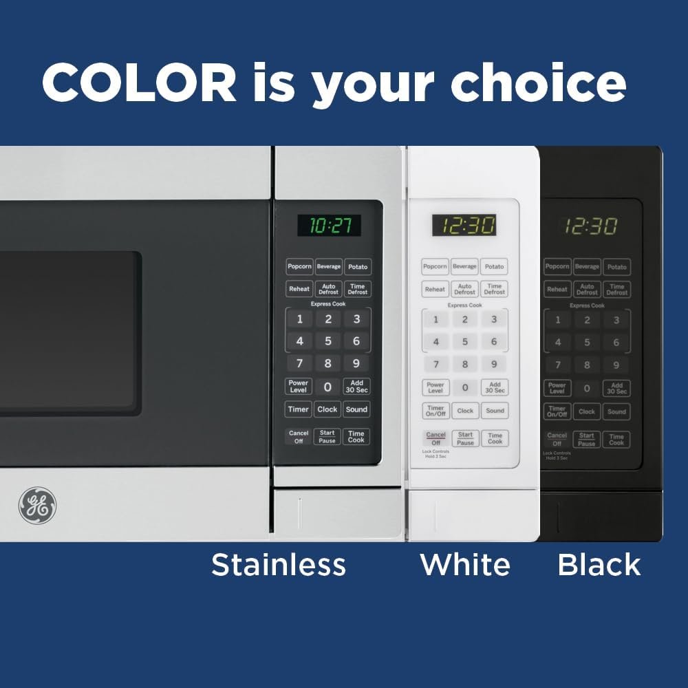 GE GCST07N1WSS Microwave Oven, 700-watt 6 Auto Cooking Settings, Child-Lock Technology, Kitchen Essentials for The Countertop, Dorm Room or Apartment, 0.7 Cu. Ft, Stainless Steel