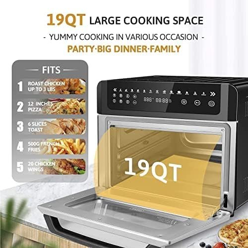 Gevi Air Fryer Toaster Oven Combo, Large Digital LED Screen Convection Oven with Rotisserie and Dehydrator, Extra Large Capacity Countertop Oven with Online Recipes