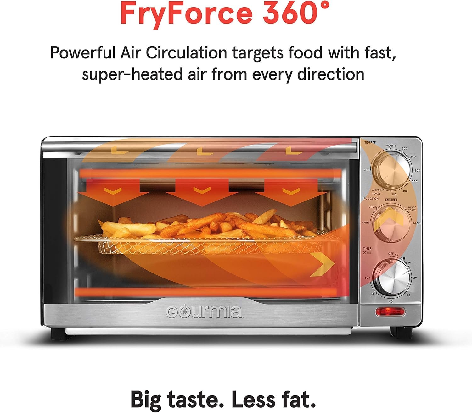 Gourmia Toaster Oven Air Fryer Combo 17 cooking presets 1700W french door digital air fryer oven 24L capacity accessories, convection rack, baking pan tray recipe book GTF7460,Large,Black