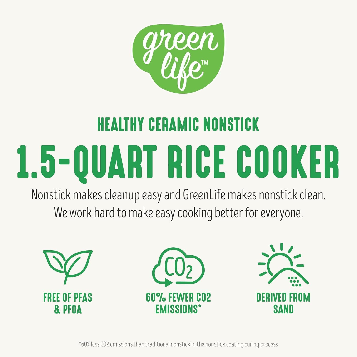 GreenLife 6 QT Ceramic Non Stick Slow Cooker, PFAS-Free Programmable Removable Pot for Family Meals, Sear on Stovetop Keep Warm, Digital Timer, Dishwasher Safe Glass Lid  Crock, Cream
