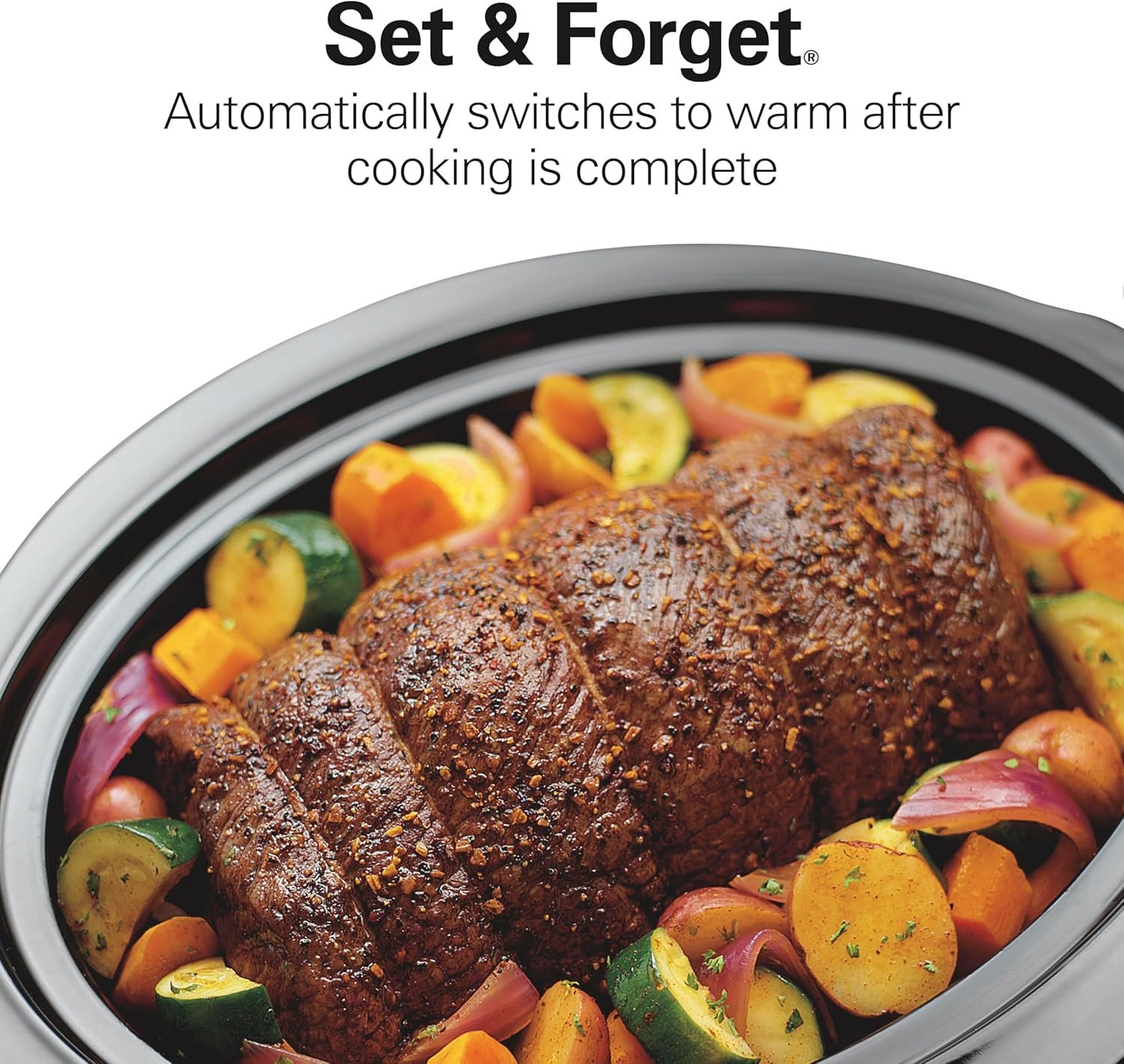 Hamilton Beach Portable 7 Quart Programmable Slow Cooker with Three Temperature Settings, Lid Latch Strap for Easy Travel, Dishwasher Safe Crock, Black (33474G)