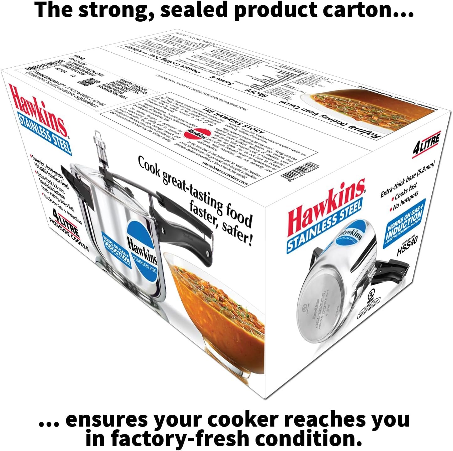 Hawkins 3 Litre Inner Lid Pressure Cooker, Stainless Steel Cooker, Wide Design Pan Cooker, Induction Cooker, Silver (HSS3W)