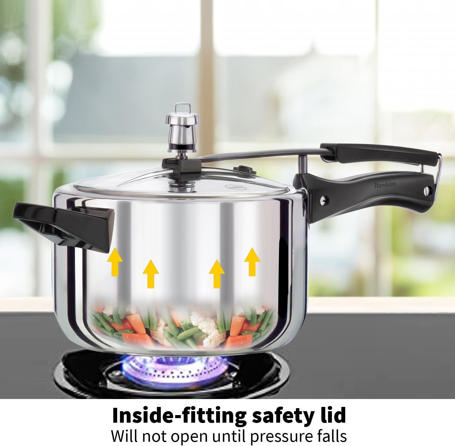 Hawkins 3 Litre Inner Lid Pressure Cooker, Stainless Steel Cooker, Wide Design Pan Cooker, Induction Cooker, Silver (HSS3W)