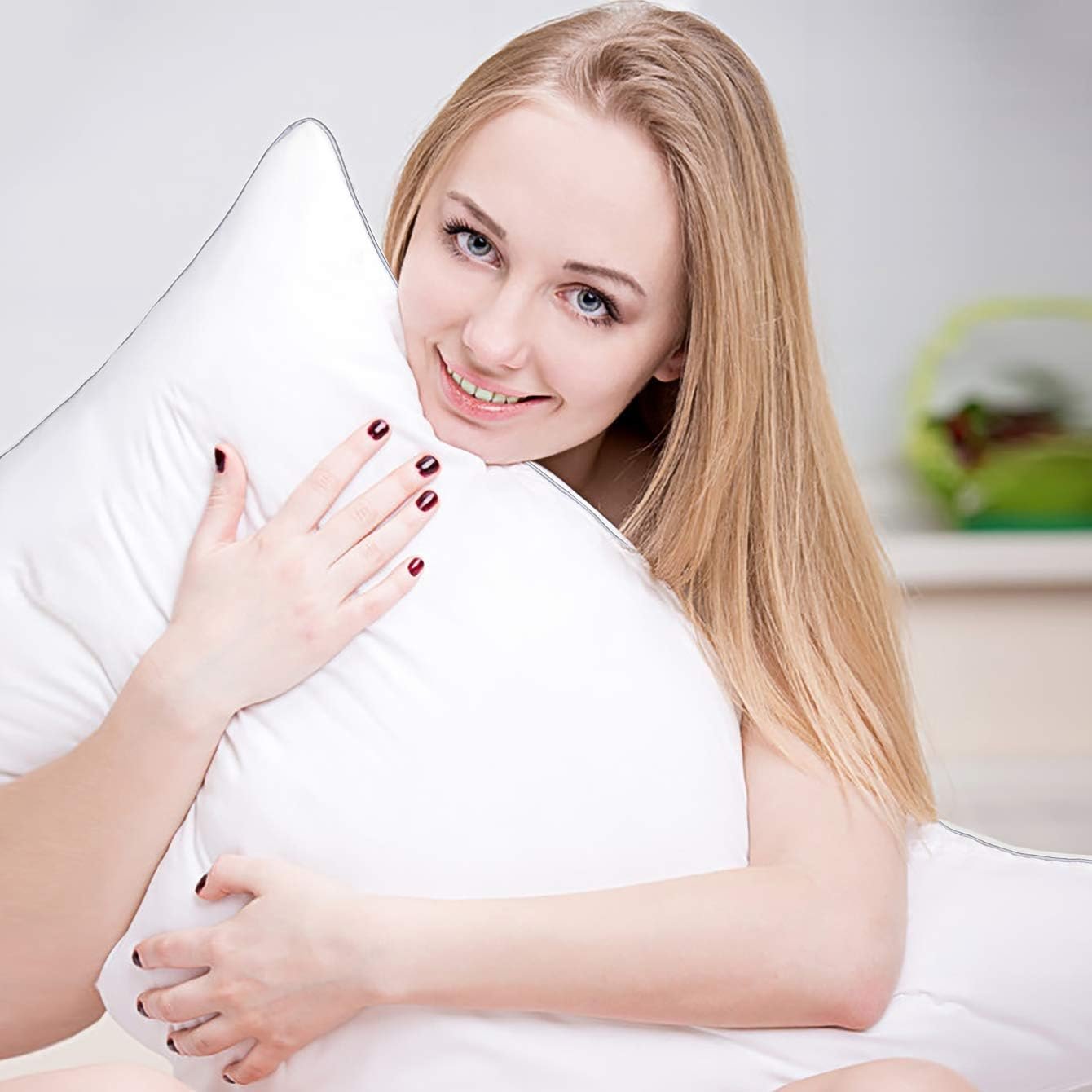 HIMOON Shredded Memory Foam Pillows, Medium Firm Queen Size Pillows 2 Pack,Couples Bed Pillows for Side Back Stomach Sleepers Set of 2