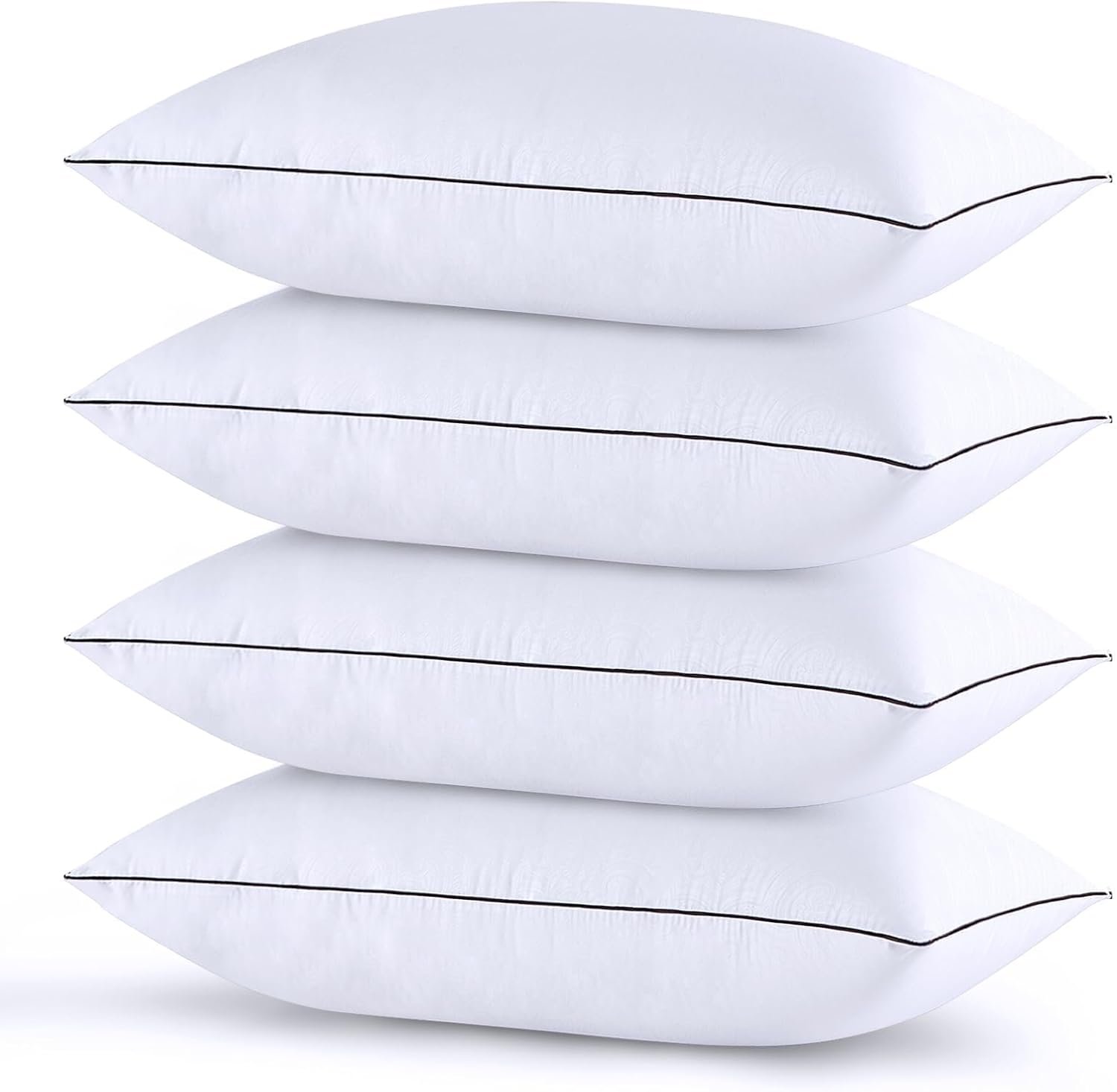 HUXMEYSON Pillows Standard Size Set of 4, Bed Pillows Set of 4, Down Alternative Luxury Hotel Pillows for Sleeping，Standard Pillows Set of 4 for Side and Back Sleepers, White