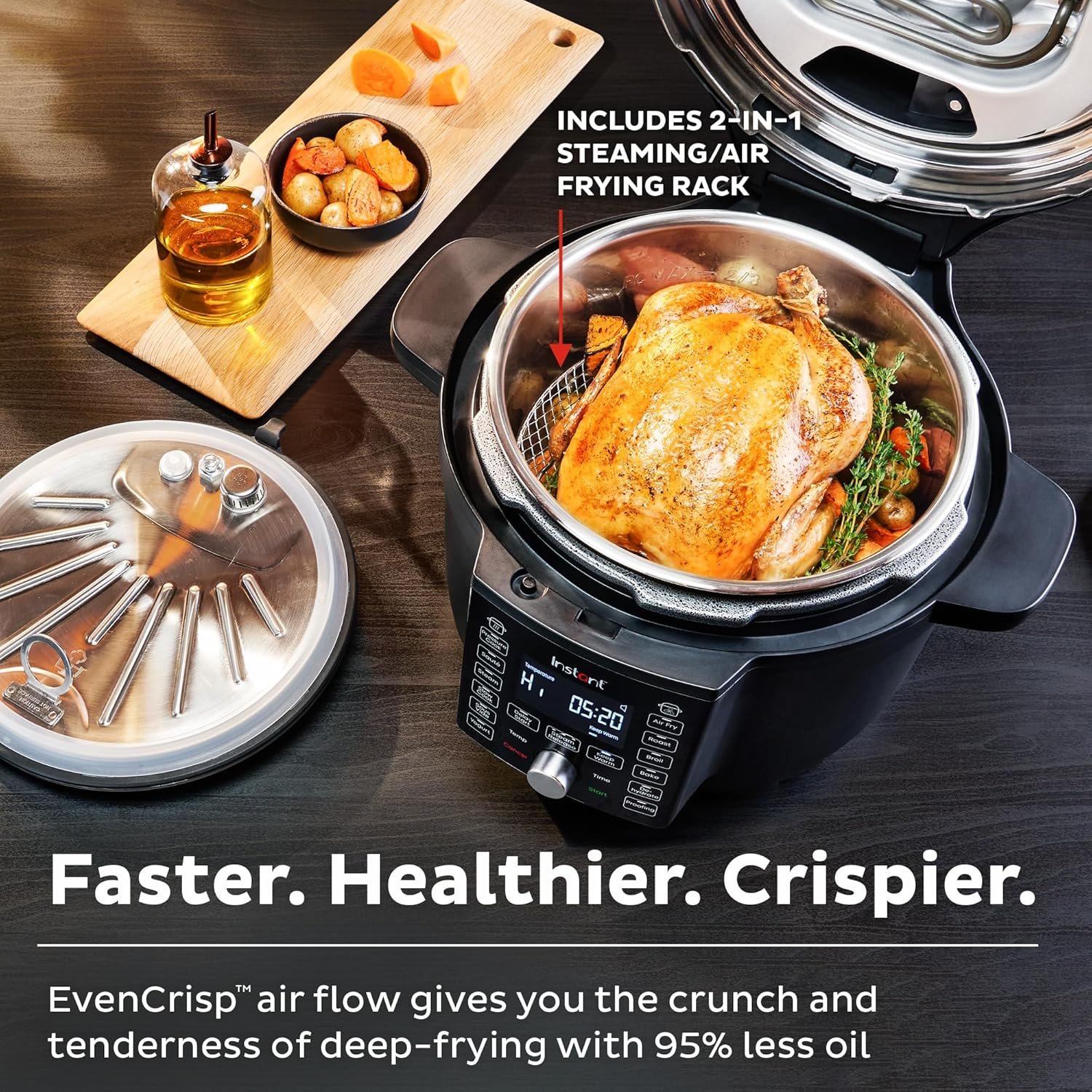 Instant Pot Duo Crisp Ultimate Lid, 13-in-1 Air Fryer and Pressure Cooker Combo, Sauté, Slow Cook, Bake, Steam, Warm, Roast, Dehydrate, Sous Vide,  Proof, App With Over 800 Recipes, 6.5 Quart, Black