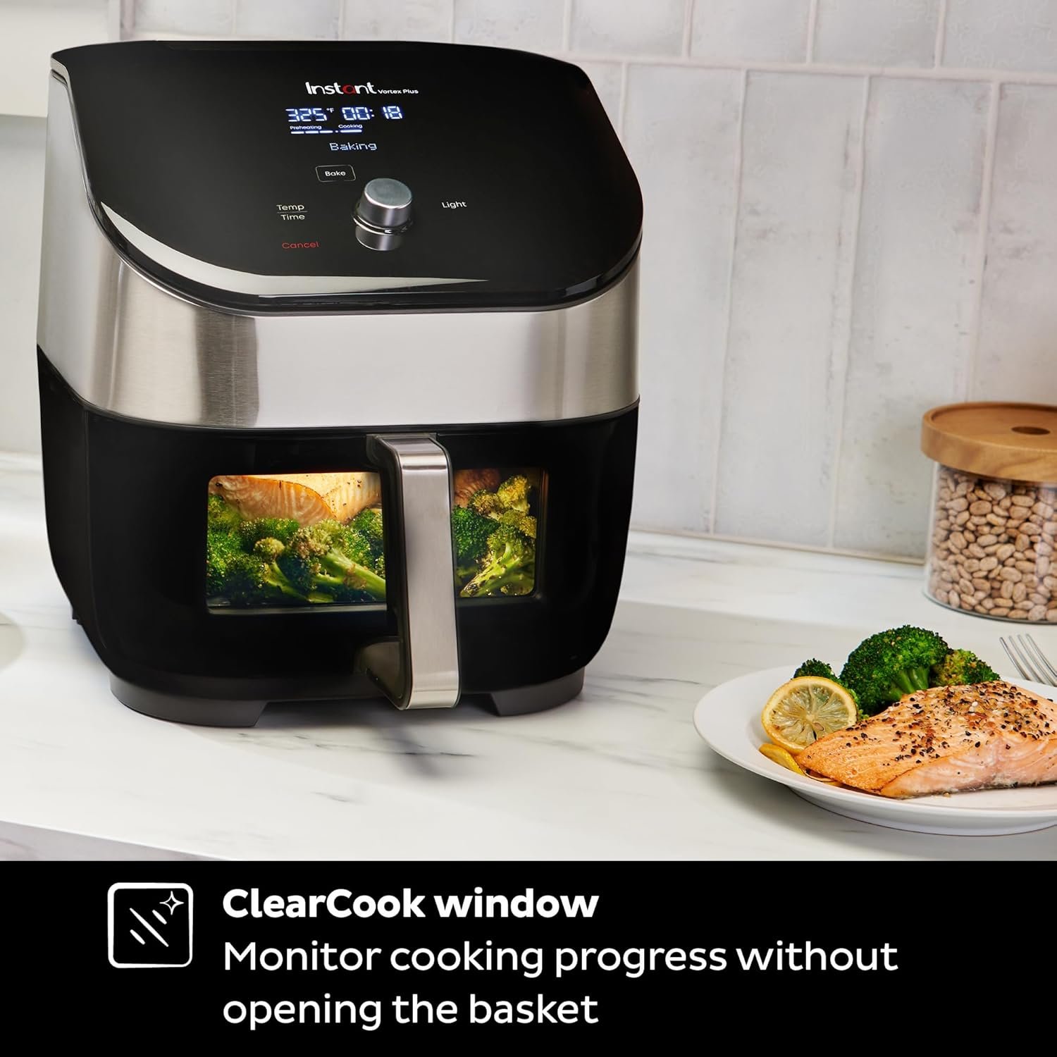 Instant Vortex Plus 6QT Air Fryer with Odor Erase Technology, 6-in-1 Functions that Crisps, Roasts, Broils, Dehydrates, Bakes  Reheats, 100+In-App Recipes, from the Makers of Instant Pot,1700W,Black