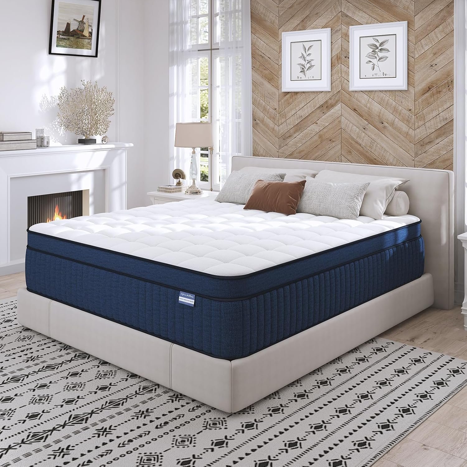 King Size Mattress, 14 Inch King Mattress in a Box, Medium Firm Pocket Spring and Gel Memory Foam for Superior Comfort, Pressure Relief, Strong Edge Support