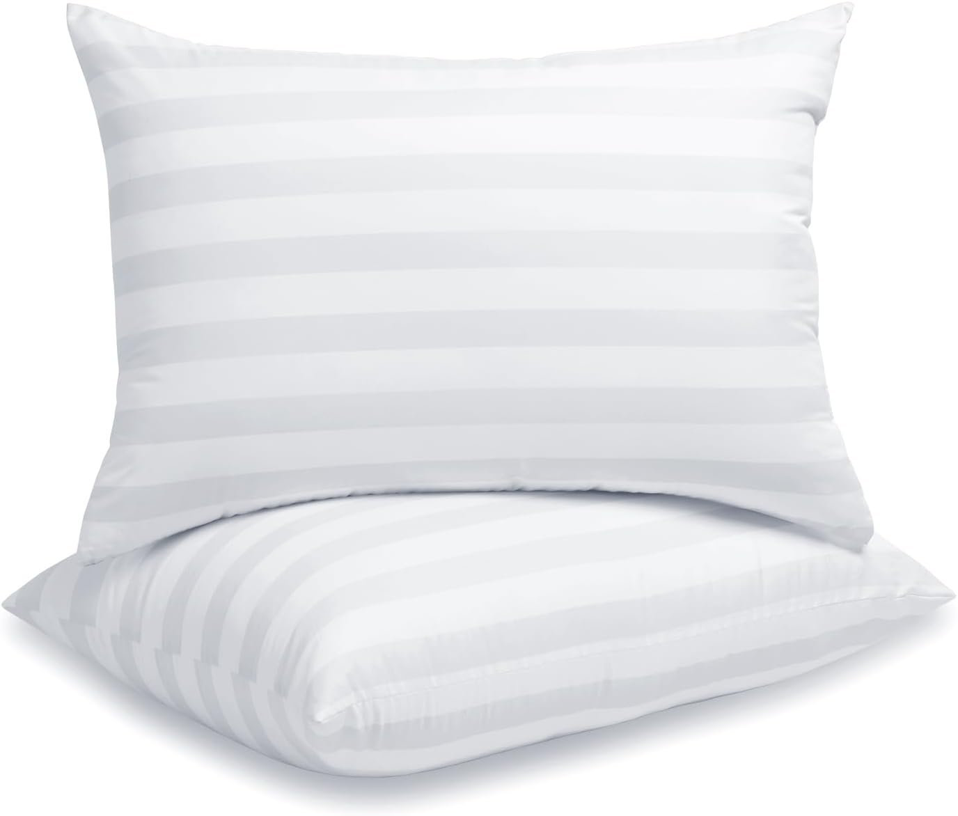 LAVANCE Pillows Queen Size Set of 2 Hotel Collection Pillows 3D Down Alternative Fiber Filling Soft Bed Pillows for Back, Stomach or Side Sleepers-1.2 White Striped, 20x28