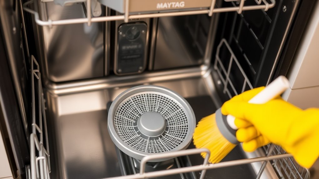 locate and clean dishwasher filter