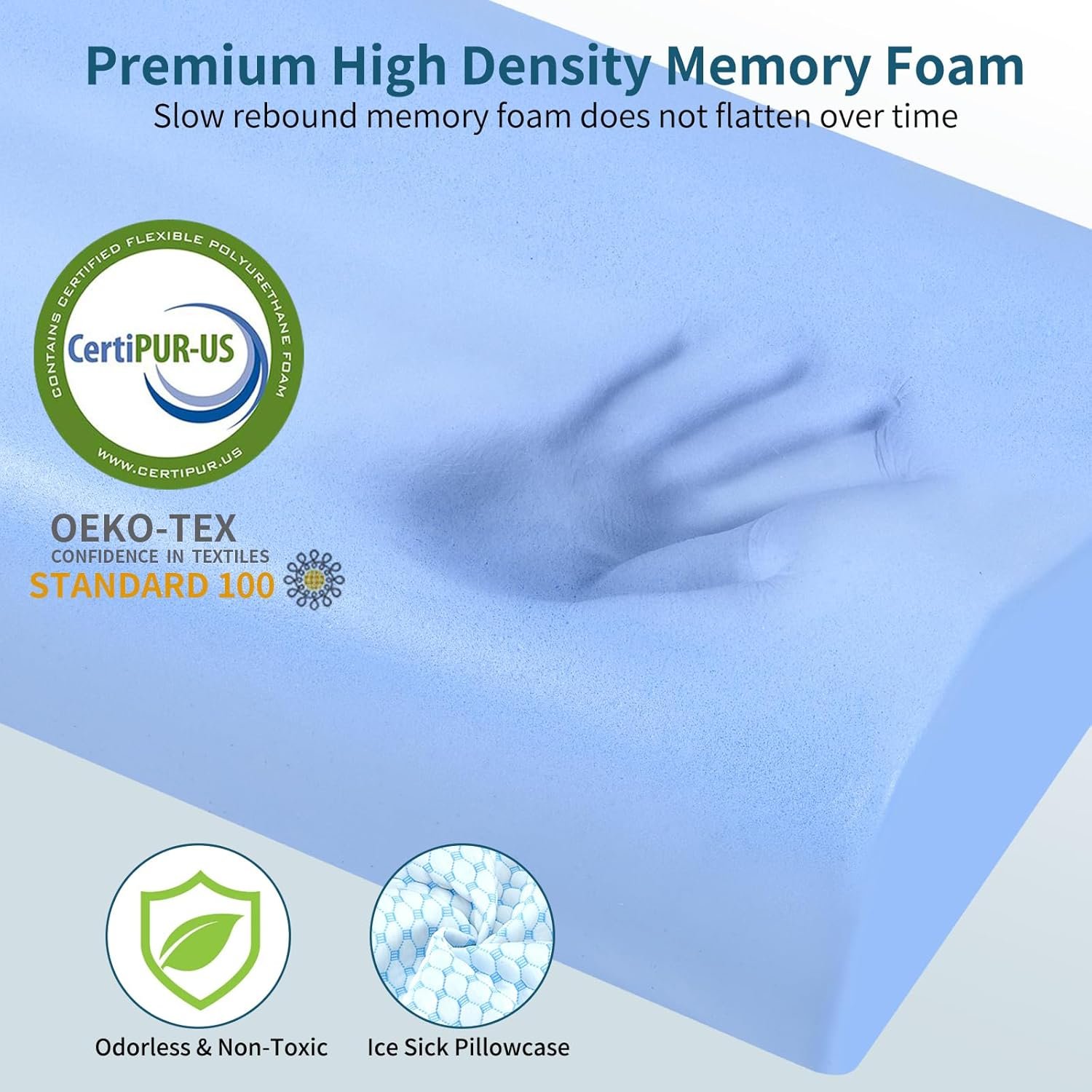 Memory Foam Bed Pillow for Sleeping, Ergonomic Cervical Contour Neck Support Orthopedic Pillow for Side Back Stomach Sleeper, Neck and Shoulder Pain
