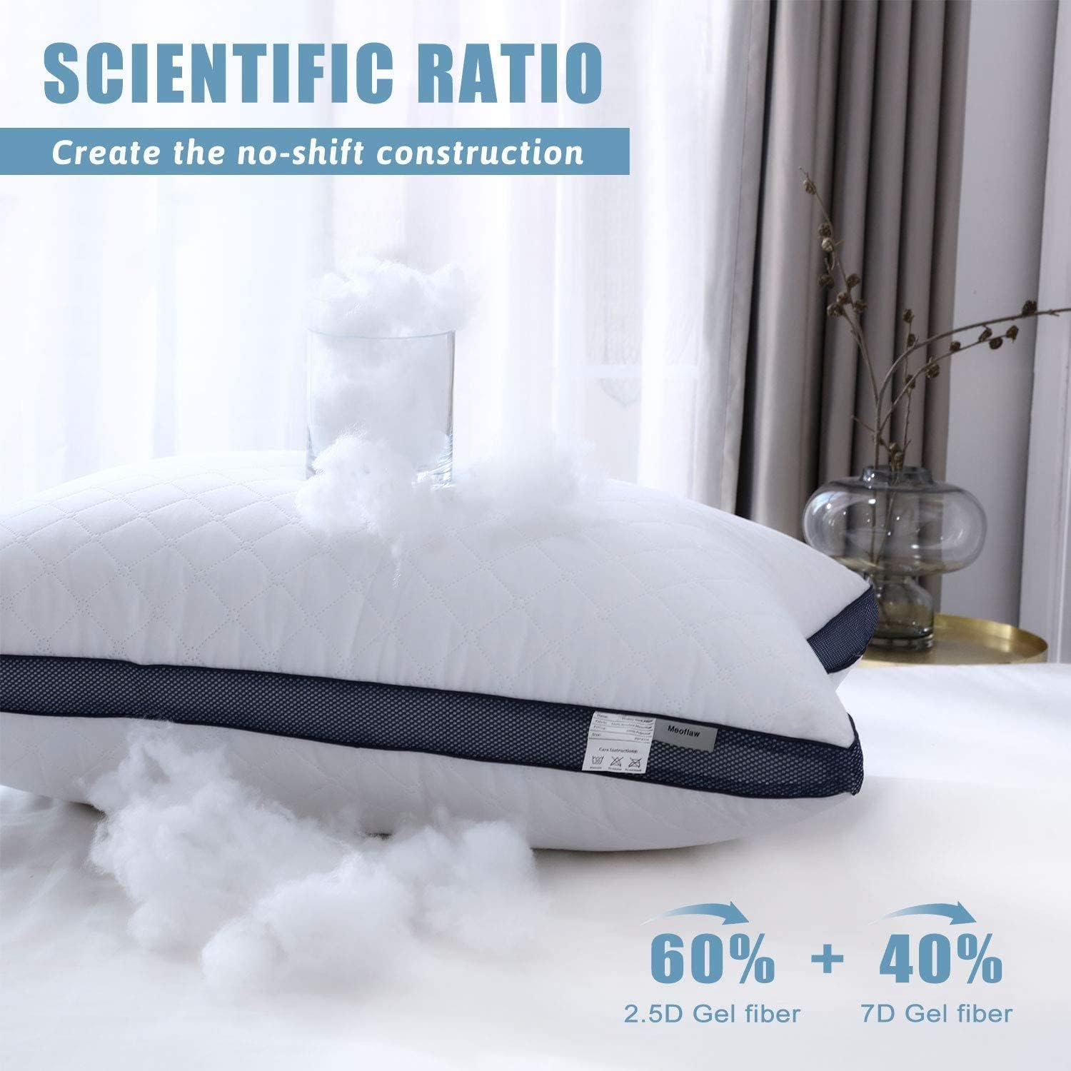 Meoflaw Pillows for Sleeping (2-Pack), Luxury Hotel Pillows Queen Size Set of 2,Bed Pillows for Side and Back Sleeper (Queen)
