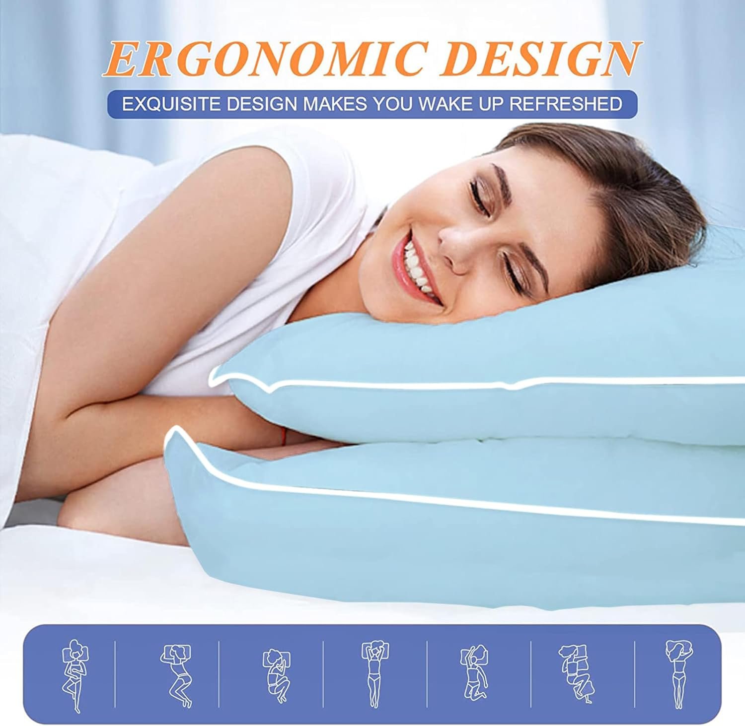 MZOIMZO Bed Pillows for Sleeping- King Size, Set of 2, Cooling Hotel Quality with Premium Soft Down Alternative Fill for Back, Stomach or Side Sleepers