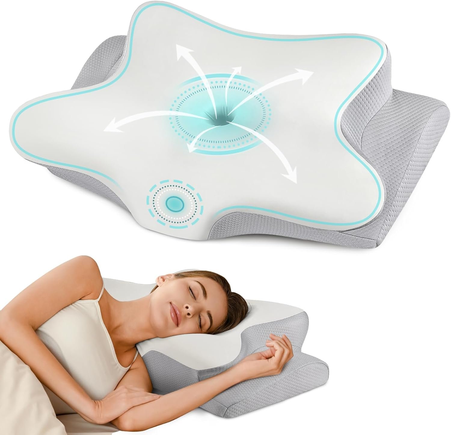 Neck Pillow Cervical Memory Foam Pillows for Pain Relief Sleeping, Contour Pillow for Shoulder Pain, Ergonomic Orthopedic Bed Pillow for Side, Back  Stomach Sleepers with Breathable Pillowcase