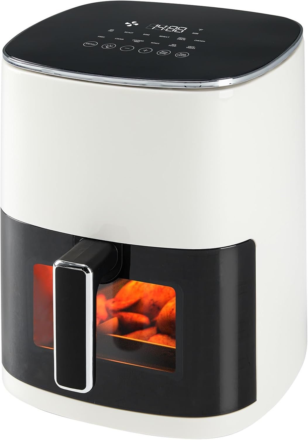 OLIXIS Air Fryer 6 Quart with Window Square Air Fryer 12-in-1 Air Fry, Roast, Reheat, Dehydrate, Bake, Steam, Fries, Custard, Chicken, Wings, Sea Food, Vegetabels,400F Grey