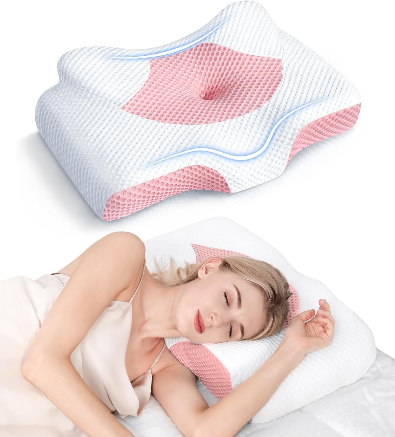 Osteo Cervical Pillow for Neck Pain Relief, Hollow Design Odorless Memory Foam Pillows with Cooling Case, Adjustable Orthopedic Bed Pillow for Sleeping, Support for Side Back Sleepers Osteo Cervical Pillow for Neck Pain Relief, Hollow Design Odorless Memory Foam Pillows with Cooling Case, Adjustable Orthopedic Bed Pillow for Sleeping, Support for Side Back Sleepers