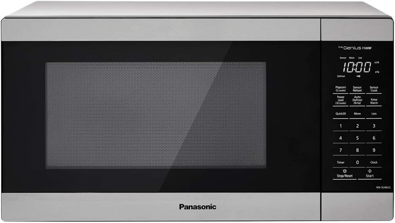 Panasonic NN-SU66LS 1100W with Genius Sensor Cook and Auto Defrost Countertop Microwave Oven, 1.3 cu ft, Stainless Steel